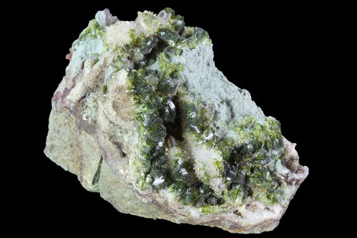 Green Epidote, Quartz and Byssolite Association - Morocco #91212